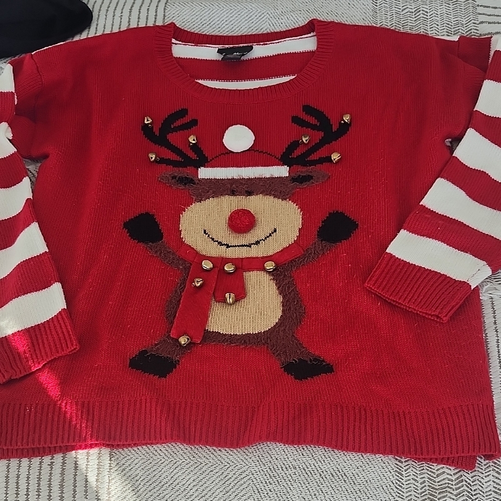 Joyful Red Reindeer Sweater